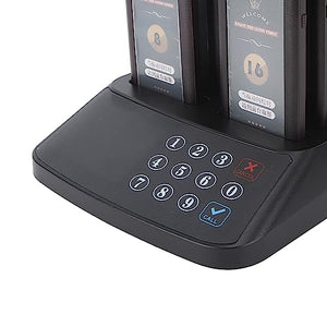 aqxreight Restaurant Pager System Wireless Social Distancing Pagers Matte Black Touch Screen 18 Pagers (US Plug)