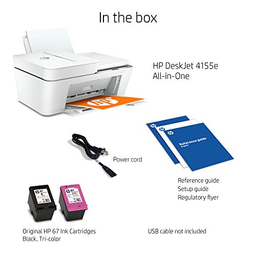 HP DeskJet 4155e All-in-One Wireless Color Printer, with bonus 6 months free Instant Ink with HP+ (26Q90A) , White
