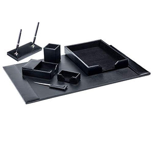 Dacasso Black Bonded Leather 7-Piece Desk Set (D1408)