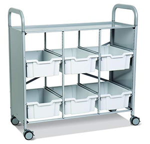 Gratnells Callero Plus Library Cart with 6 Deep F2 Light Gray Trays