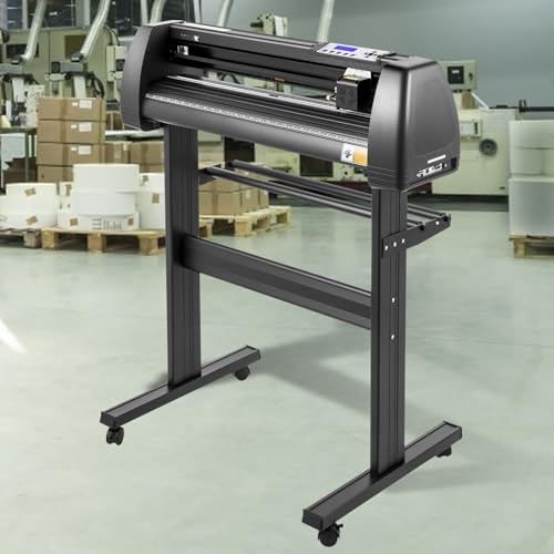 VEVOR 28in Vinyl Cutter Machine with LED Plotter Printer, Manual Positioning, MAC/Windows Software Support, Adjustable Force & Speed, Floor Stand