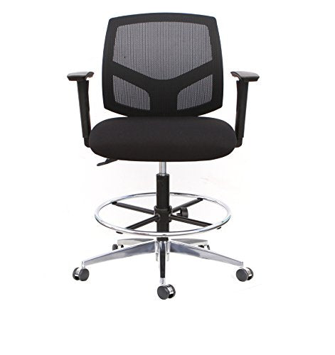 Thornton's Office Supplies Mesh Back Adjustable Drafting Stool Tall Office Chair - Black