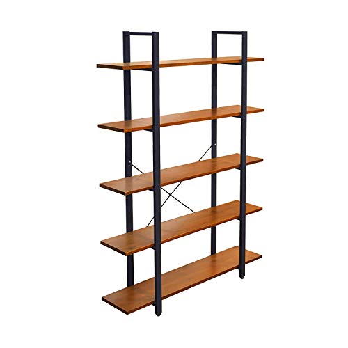 CONSDAN Industrial Bookshelf, USA Grown Hardwood, Real Wood Bookshelves, Modern Open Rustic Bookcase