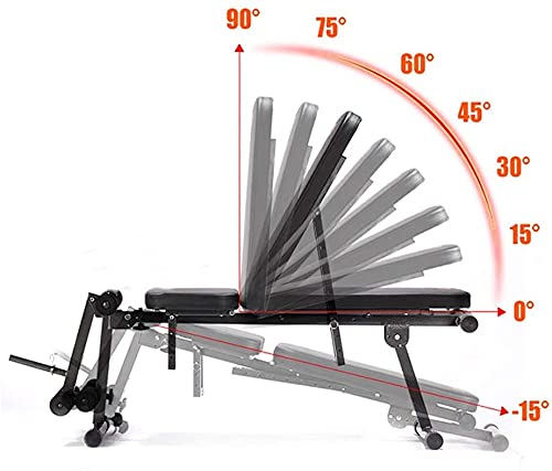 CJGJX Men's and Women's Fitness Deluxe Multi-Function Weight Bench,Height Adjustable Foldable Barbell Bench Dumbbell Weightlifting Bed Workout Stool Strength Training Equipment