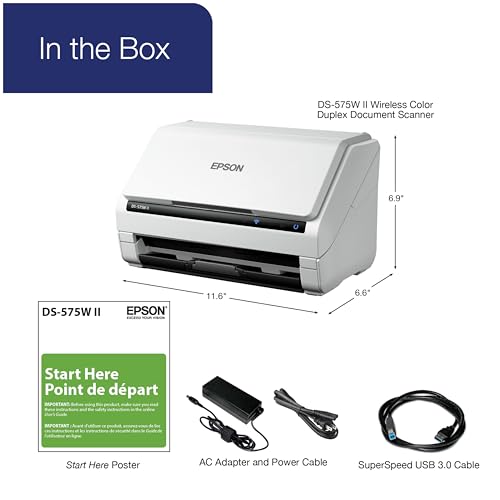 Epson DS-575W II Wireless Color Duplex Document Scanner for PC and Mac