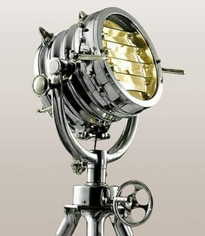 Generic Vintage Marine Nautical Industrial Spotlight Floor Lamp Tripod Stand Hollywood Floor Lamp