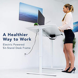 Mount-It! Electric Standing Desk Frame | Height Adjustable Motorized Sit Stand Desk Base with Controller | Single Motor Stand Up Ergonomic Workstation | Steel Legs | White