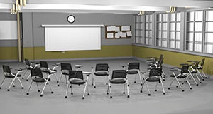 TEAMtime 16 Person Black Flip Table Student Chair Model 2056 - 16pc Complete Group