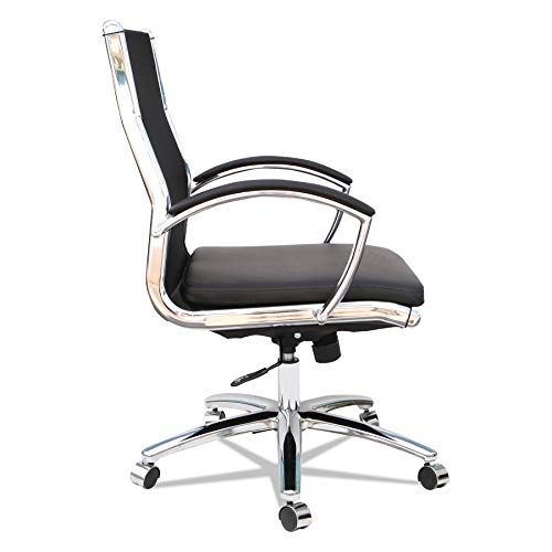Alera ALENR4218 Neratoli Mid-Back Slim Profile Chair, Black, Leather/Mesh