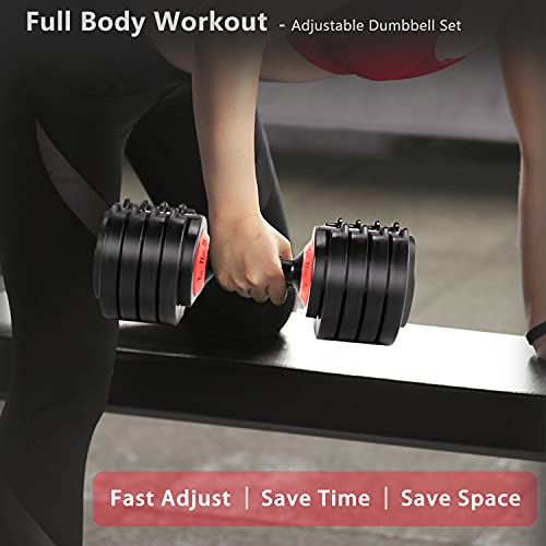WelKare Adjustable Dumbbells Set for Home, Weights Dumbbell Adjustable for Men Workout and Fitness, 6.6 - 44 Lbs Adjust (1 Pair 88 Pounds)
