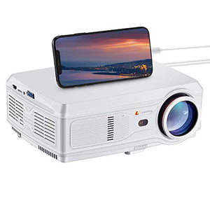 Lexsong HD Video Projector Native 1920×1080P and 300" Display LED LCD Portable Theater Projectors 6000 Lumens for Home Outdoor Company Compatible with TV Stick, Phone, PS4, HDMI, VGA, TF and USB