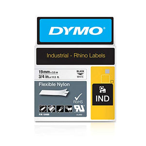 DYMO Industrial Label Maker & Carry Case | RhinoPRO 5200 Label Maker & Industrial Flexible Nylon Labels | Authentic DYMO Labels, for Labeling Wires, Cables and More (3/4%22, Black on White)