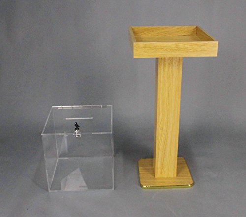 FixtureDisplays® Wood Acrylic Large Floor Standing Tithing Box Offering Box Ballot Box Church Donation Box 14300
