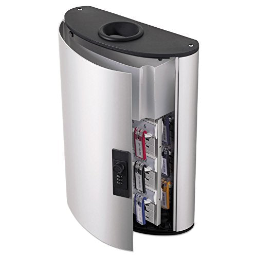 Durable 196823 Key Box Plus, 54-Key, Brushed Aluminum, Silver, 11 3/4 x 4 5/8 x 11