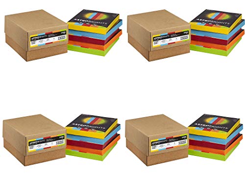Astrobrights Color Paper, 8.5" x 11", 24 lb/89 gsm, Mixed Carton 5-Color Assortment, 1250 Sheets (22998), Pack 4