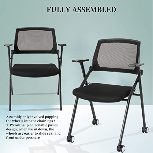 VACYOVKE 6 Pack Conference Room Chairs with Wheels - Mid-Back Guest Reception Set