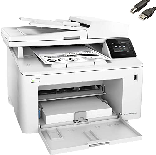 HP Laserjet Pro MFP M227fdw All-in-One Wireless Laser Printer - Print Scan Copy Fax- Auto 2-Sided Printing-with Ahaghug Printer Cable.
