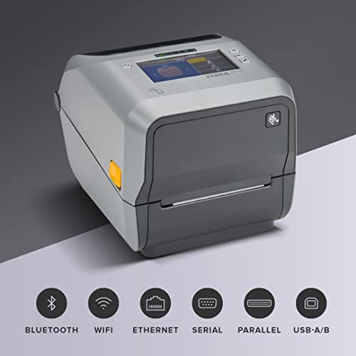 Zebra ZD621 Thermal Transfer Desktop Printer Color Touch LCD 203 dpi Print Width 4-inch USB Serial Ethernet 802.11ac ZD6A142-301L01EZ
