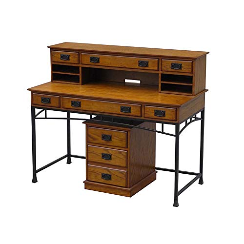 Modern Craftsman Oak Executive Desk, Hutch & Mobile File by Home Styles