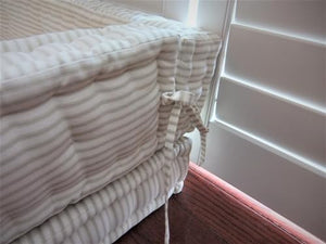 Lschool Tufted Box Custom Bench Cushion, Gray Ticking Stripe