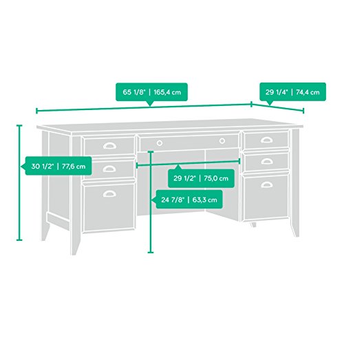 Sauder 408920 Shoal Creek Executive Desk, L: 65.12" x W: 29.29" x H: 30.55",Jamocha Wood finish