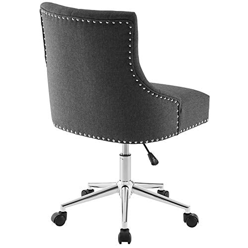 Modway Regent Tufted Button Upholstered Fabric Swivel Office Chair with Nailhead Trim in Gray