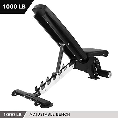 Adjustable Weight Bench, 1000 lb by D1F for Strength Training - Incline, Decline, Flat Workout Benches for Lifting, Flies, Chest Press, Dips - Utility Equipment for Personal, Commercial Gym