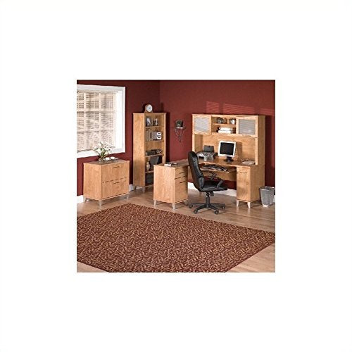 Bush Somerset 60" L-Shape Computer Desk with Hutch in Maple Cross
