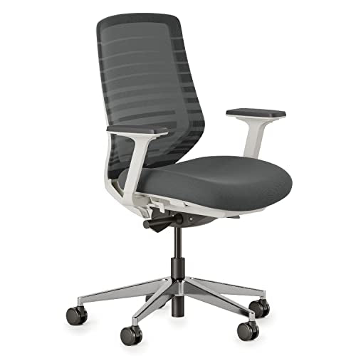 Branch Ergonomic Chair with Adjustable Lumbar Support, Breathable Mesh Backrest, Smooth Wheels - Graphite/White