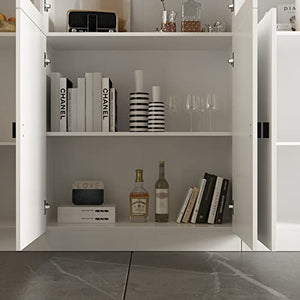 AIEGLE 3-pc Large Bookshelf Set with Glass Door, White (62.9" W x 12.2" D x 70.9" H)