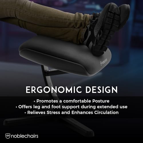 noblechairs Black Edition Footrest V2.0, 45-Degree Tilt, Premium Materials, High-Tech Vinyl Cover
