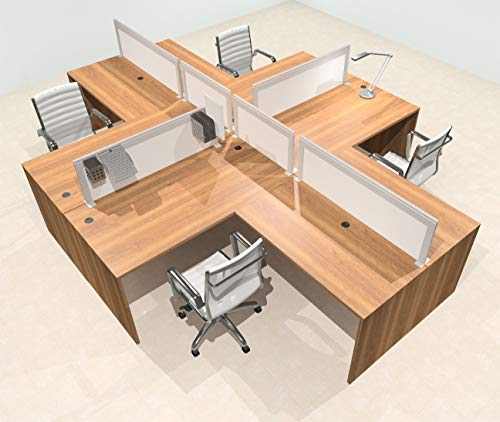 UTM Furniture Modern Aluminum Office Workstation Desk Set, Four Person L Shape Divider OT-SUL-FPS29