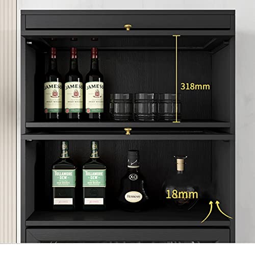 HARAY Light Luxury Black Bookshelf with Glass Door Shelf