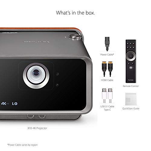 ViewSonic X10-4K True 4K UHD Short Throw LED Portable Smart Home Theater Projector Compatible with Amazon Alexa and Google Assistant (2019 Model)
