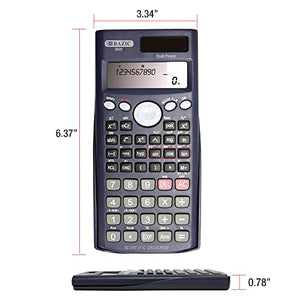 BAZIC Products Scientific Calculator 240 Function w/ Slide-On Case, Engineering Calculators LCD Display, Black - 72-Pack