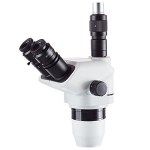 AmScope ZM2225NT Trinocular Stereo Microscope Head, EW10x and EW25x Focusing Eyepieces, 2X-225X Zoom Magnification, 0.67X-4.5X Zoom Objective, Includes 0.3x and 2.0X Barlow Lenses