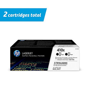 HP 410X | CF410XD | 2 Toner Cartridges | Black | High Yield