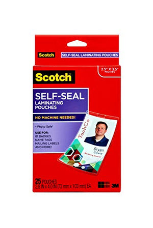 Scotch Self-Sealing Laminating Pouches, ID Protectors, 2.25" x 3.5", 300 Count - Pack of 12