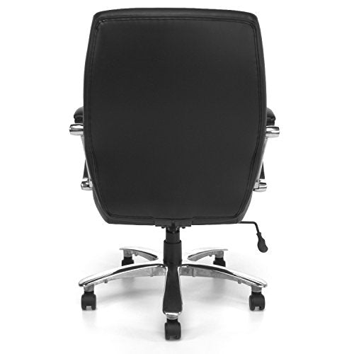 OFM Avenger Series Big and Tall Leather Executive Chair - Black Mid Back Computer Chair with Arms, Black (811-LX-BLK)