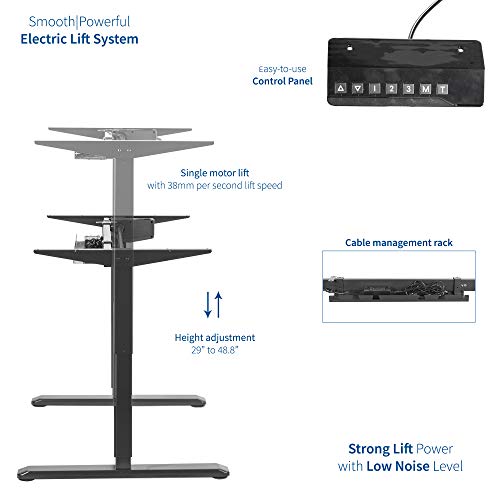 VIVO Black Electric Stand Up Desk Frame Workstation, Single Motor Ergonomic Standing Height Adjustable Base with Control Panel, DESK-V101EB
