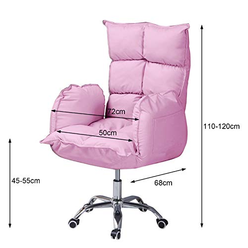 [𝐔𝐒 𝐢𝐧 𝐬𝐭𝐨𝐜𝐤] Sofa Computer Office Gaming Chair with Side Pocket Adjustable Height, High Backrest Angle, Modern Style(Pink)
