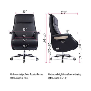 REDSIRIUS Leather High Back Reclining Office Chair with Foot Rest, Computer Gamer Swivel Desk - Ergonomic & Comfortable