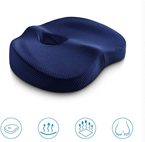 Memory Foam Seat Cushion for Office Chair & Wheelchair - Washable & Breathable Cover - Relieves Back Pain