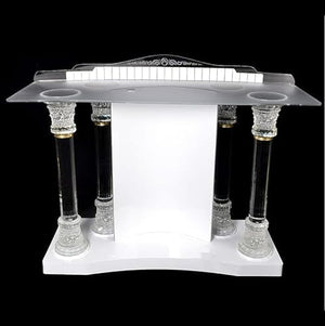 WAGLOS Acrylic Podium Stand with Crystal Pillars - 1.5m Long