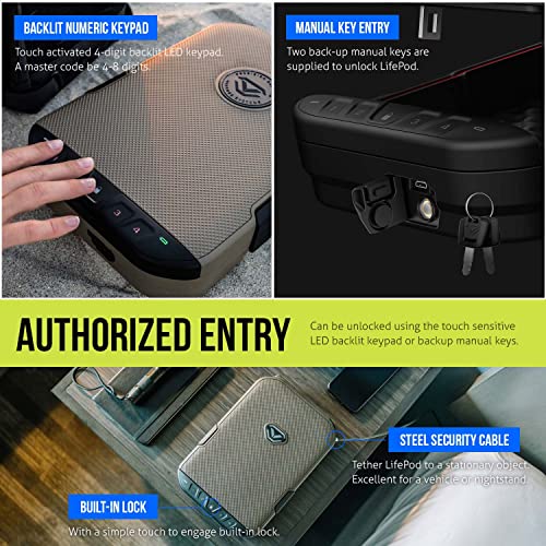 VAULTEK LifePod 2.0 Secure Waterproof Travel Case Rugged Electronic Lock Box Travel Organizer Portable Handgun Case with Backlit Keypad (Colion Noir Edition)