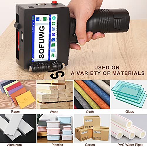 Handheld Inkjet Printer, Intelligent Handheld Printer with 4.3 Inch Touch Screen Quick-Drying Ink Cartridge for Logo/Bar/Label/Picture/Graphics Code(Support 20 Languages) (Mode B)