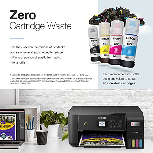 Epson EcoTank ET-2800 Wireless Color All-in-One Cartridge-Free Supertank Printer with Scan and Copy – The Ideal Basic Home Printer - Black