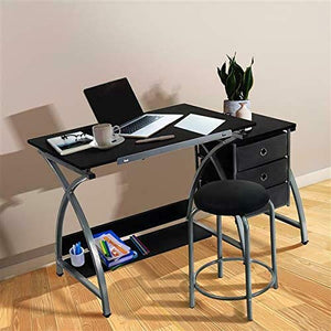 LCSA Drafting Table Drawing Table Adjustable Art Craft Desk w/Storage Drawers&Stool