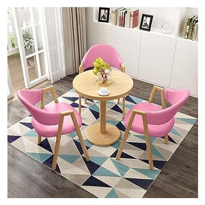 WEBERT Modern Minimalist Round Table and Chair Set (Pink, 60cm)