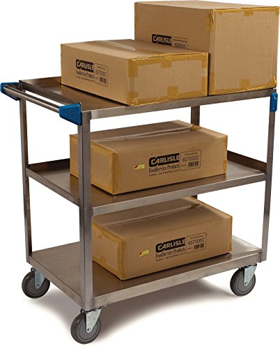 Carlisle FoodService Products Stainless Steel Utility/Service Cart, 500 lb Capacity, 35"x21"x36
